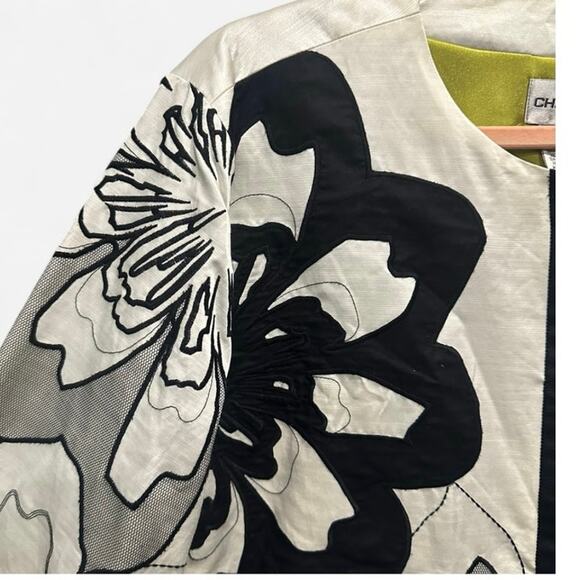 Chico’s Size 3 Floral Boho Chic Art to Wear Lagenlook Statement Jacket - Picture 5 of 7